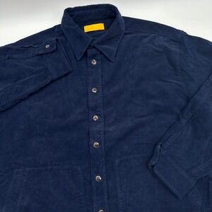 Yelabel Co Corduroy Blue Overshirt Mens XL Made in USA Button Shacket Pockets